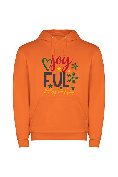 iLovePrints Joyful Starry Greetings Φούτερ με κουκούλα σε χρώμα Πορτοκαλί