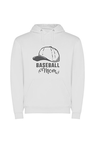 iLovePrints Mom's Batting Style Φούτερ με κουκούλα σε χρώμα Λευκό