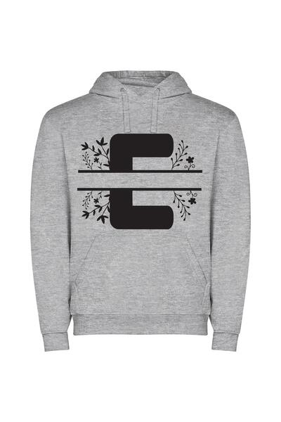 iLovePrints Fleurs F Logo Design Φούτερ με κουκούλα σε χρώμα Γκρι