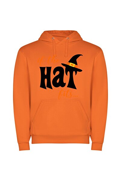 iLovePrints Fitting Witch Hat Glam Φούτερ με κουκούλα σε χρώμα Πορτοκαλί