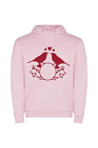 iLovePrints Rococo Lovebirds' Delight Φούτερ με κουκούλα σε χρώμα Ροζ