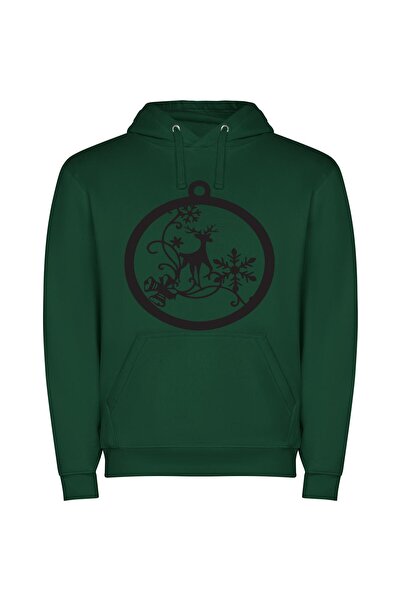 iLovePrints Snowflake Deer Ornament Φούτερ με κουκούλα σε χρώμα Πράσινο