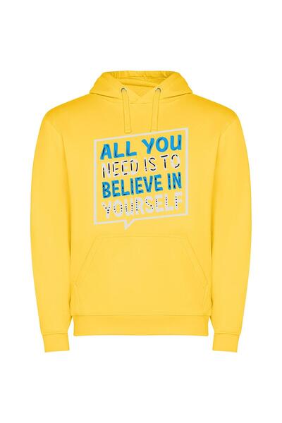 iLovePrints Power of Self-Belief Φούτερ με κουκούλα σε χρώμα Κίτρινο