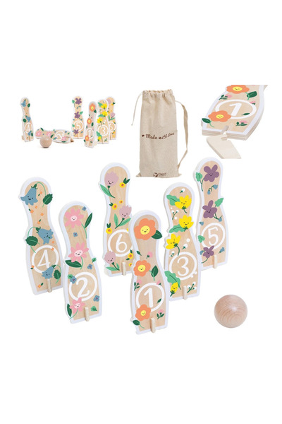 Classic World Joc de bowling din lemn pentru copii 6 piese + Minge