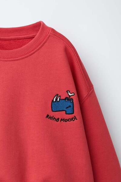 Magu Children's Embroidery Detailed Crew Neck School Sweatshirt