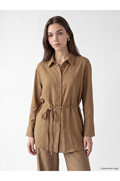 LC Waikiki Beige Modal Blend Tie-Up Women's Shirt Tunic