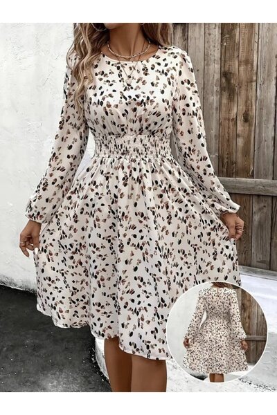 Veraura Lifestyle Women's Long Sleeve Boat Neck Elastic Waist Midi Single Jer...