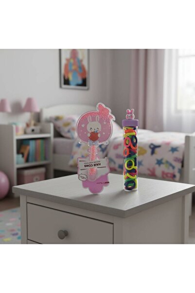 petitbee home مجموعة مشط شعر للأطفال لطيفة مزينة بالترتر ومشبك مطاطي