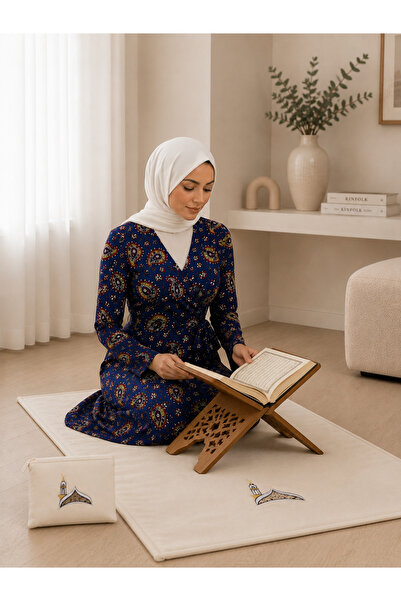 Defkay Seyahat Boy Pratik Pamuklu Namaz Seti (Namaz Elbisesi & Taşınabilir Ce...