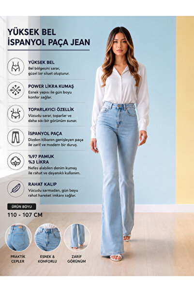 geenz manifacture Ngbutika Women's Snow Blue Lycra Stretchy Spanish Leg Jeans
