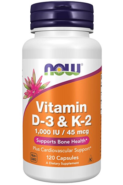 Now Foods Now Vitamin D3 + K2 120 Caps - Mk-7 Synergy 120 Caps