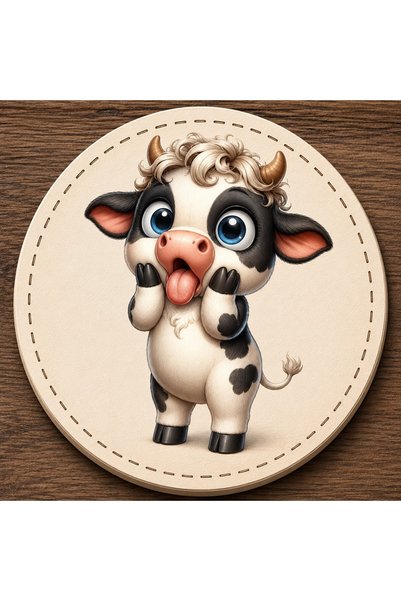 Şımartan Cute and Sassy Cow Cub Mdf Coaster 9X9 cm |   Uv Printing |   Children's Coaster |   Coffee Cup Coaster |   Milk Cup Coaster |   Decorative Gift