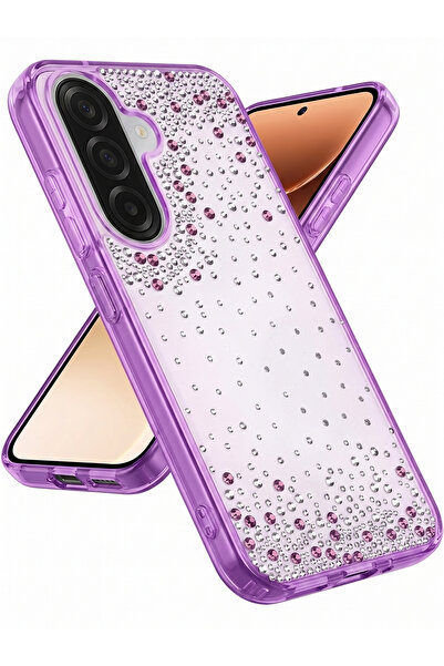 Rivor Samsung Galaxy A26 Uyumlu Kılıf Kamera Çıkıntılı Damla Taşlı Şeffaf Sil...