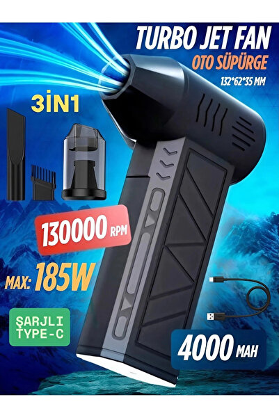 Genel Markalar Şarjlı araç kurutma cihazı siyah 0-1 saat kullanım 13000 PA va...