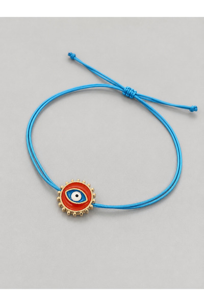 Femenino Blue Double String Orange Enamel Double-Sided Evil Eye Figured Adjus...