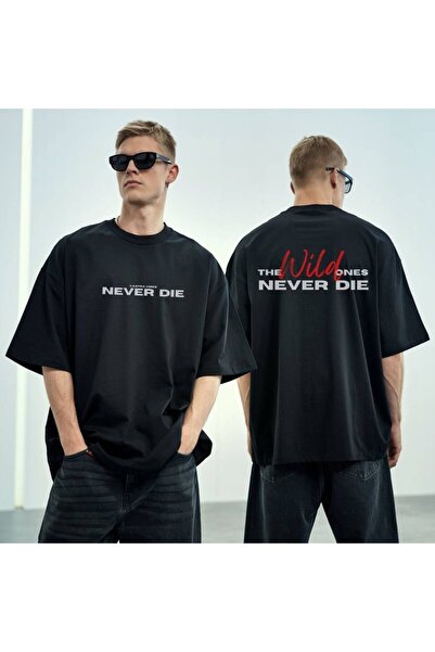 JANTIL MODA Unisex Front and Back Printed Crewneck Oversize T-Shirt - Short S...