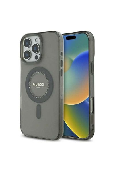 Guess Husă pentru iPhone 16 Pro, IML Rhinestones MagSafe (GUHMP16LPFTDTEK), n...