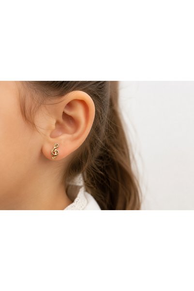 HER ŞEY NOTA www.herseynota.com Gold Color Women's Earrings with Sun and Moon...
