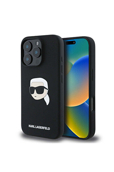 Karl Lagerfeld Case compatible with iPhone 16 Pro, MagSafe/Magnetic, TPU, Bla...
