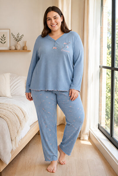 Vesperia Kadın Büyük Beden Uzun Kollu Yumuşak Pijama Takımı