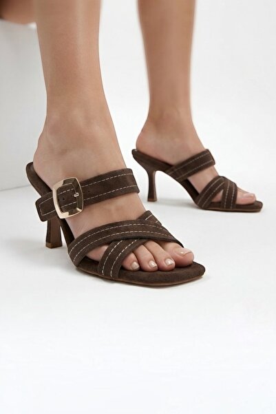 Rüya Shoes نعال من الجلد الطبيعي المريح بكعب رفيع - 9 سم