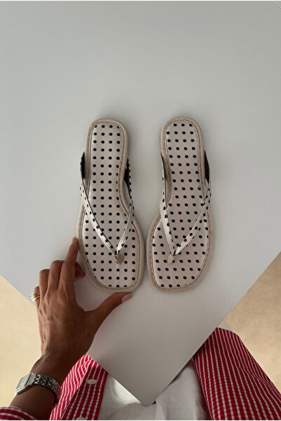 Mupa Shoes Kadın Terlik BEYAZ SİYAH