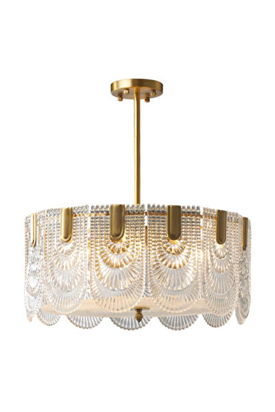 LUXXO Candelabru Sofany 60 cm, 8x E14, abajur sticla, 60 × 60 × 55 cm