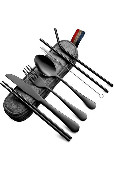 Arabest 7-Piece Portable Cutlery Set,Stainless Steel,Reusable Dining Tools fo...