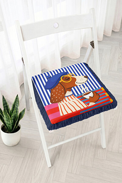 Realhomes Coffee Drinking Beret-Wearing Dog Figure Striped Fringed Zippered C...