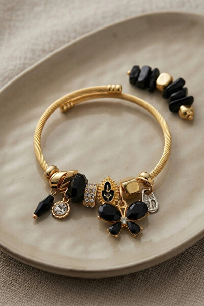 ARMÜZ Black Butterfly Model Charm Bracelet