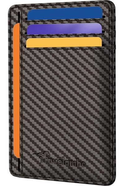 Travelambo Front Pocket Minimalist Leather Slim Wallet RFID Blocking Medium Size
