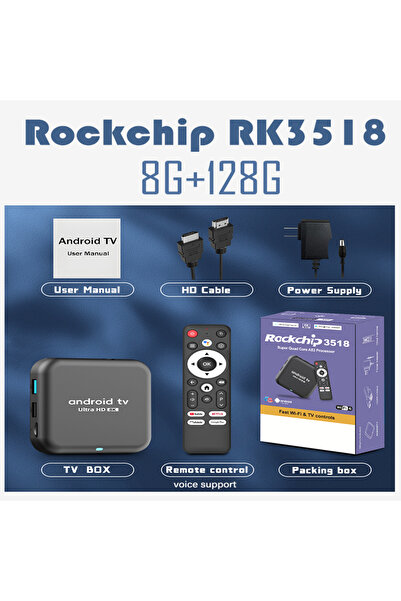 Choice4 US Plug 8G 128G voice remote Android 16.0 TV BoxRockchip RK3518 Q18 S...