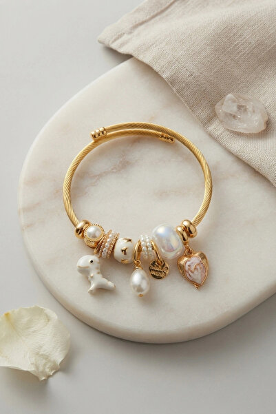 ARMÜZ Trex and Heart White Charm Bracelet