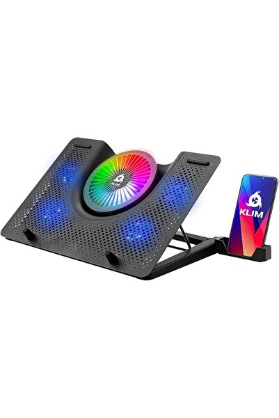 Klim Nova RGB Laptop Cooling Pad - New - Gaming Laptop Cooler with Phone Hold...