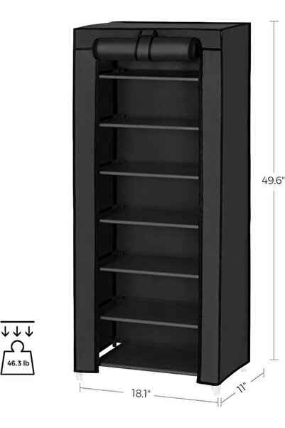 SONGMICS Shoe Rack with Non-Woven Fabric Cover, 7 Tier Storage Shelf for 14-2...
