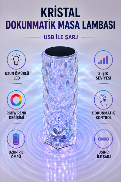 SerBugo Dekoratif Cam Rgb Kumandalı Led Masa Lambası ve Gece Lambası Abajur T...