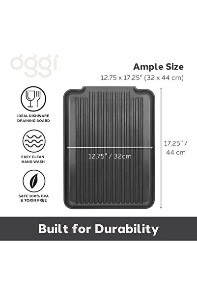 OGGI Dish Drain Board & Drying Rack Tray for Kitchen - Ideal Rigid Drainboard...