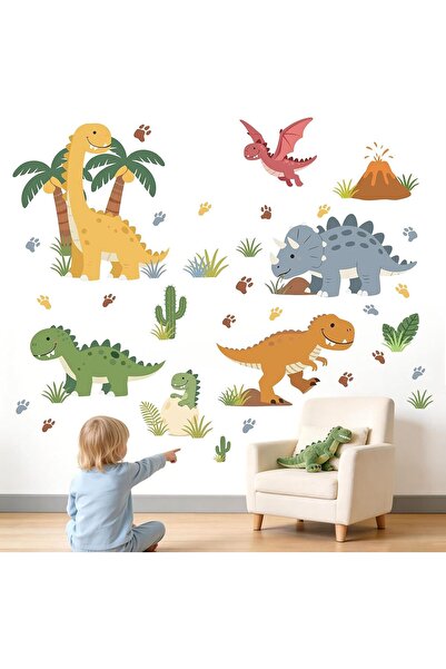 Amimagen Dinosaur Wall Decals for Bedroom: 4-Step Peel and Stick Easy to Appl...