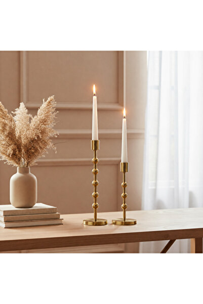 Generic Marketplace Nodes Metal Candle Holders, Set of 2 - Gold