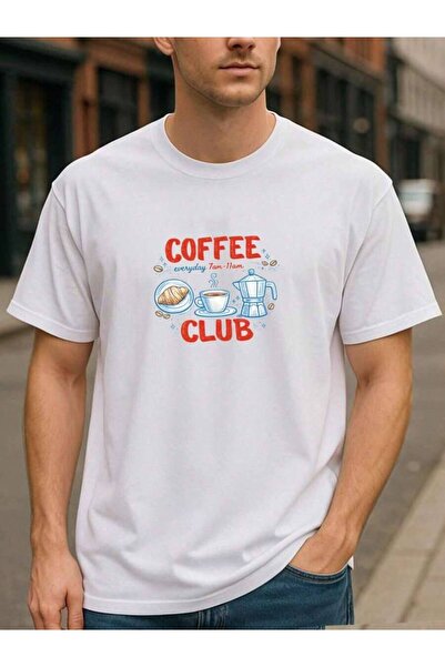 9TAY تي شيرت قطني مريح لمحبي القهوة بتصميم "Coffee Club". مناسب للتدريب واللي...