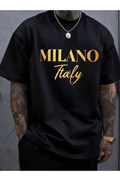 799 طباعة نمط حروف NEW SUMMER MILANO |   تي شيرت برقبة دائرية وأكمام قصيرة، ب...