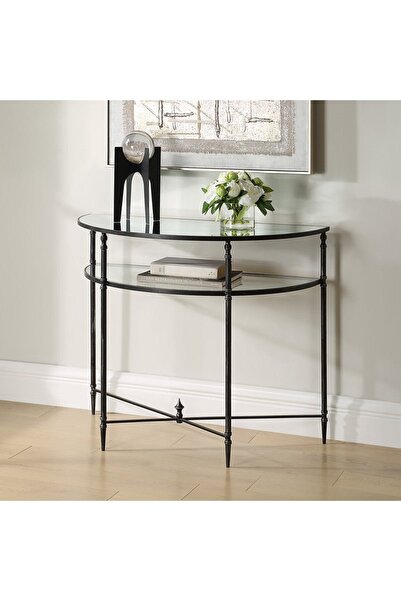 UTTERMOST طاولة كونسول هينزلر 91 عرض × 76 ارتفاع × 45 عمق باللون الأسود مع سط...