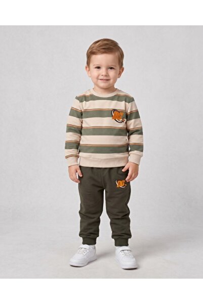 voyyo kids baby Boy's Striped Dc Embroidered Seasonal 2-Strand Tracksuit Set ...