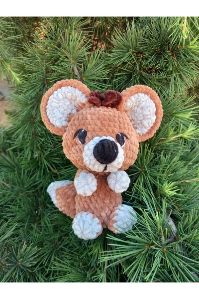 Generic Brand Bebe Hienă Croșetată „Zâmbilici” – Jucărie Amigurumi Unică Hand...