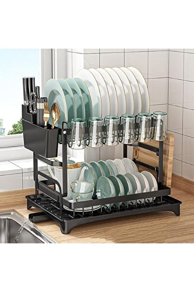HOOKOR Dish Drying Rack 2 Tier Dish Rack Dish Drying Stand with Utensil Holde...