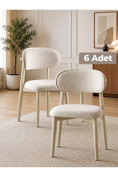 TOCE HOME Polo Serisi BOHEM SANDALYE 6’lı Sandalye - Dokuma Kumaş, Statik Boy...
