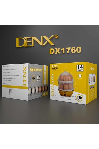 Denx جهاز طهي البيض بالبخار DX1760 يسع 14 بيضة.