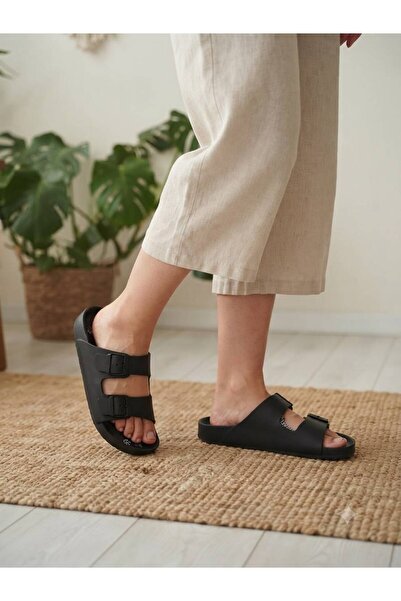 ADIMİST Women's Double Buckle Anatomical Comfortable Sole (Artificial) Leathe...