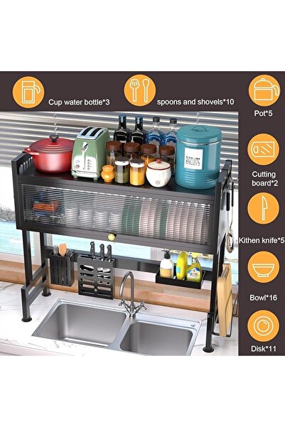 ZERIFAM Dish Drying Rack, 3 Tier Over Sink Drainer Drying Rack with Cover, Sp...