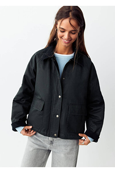 Mango Teen Kadife yakalı parka
